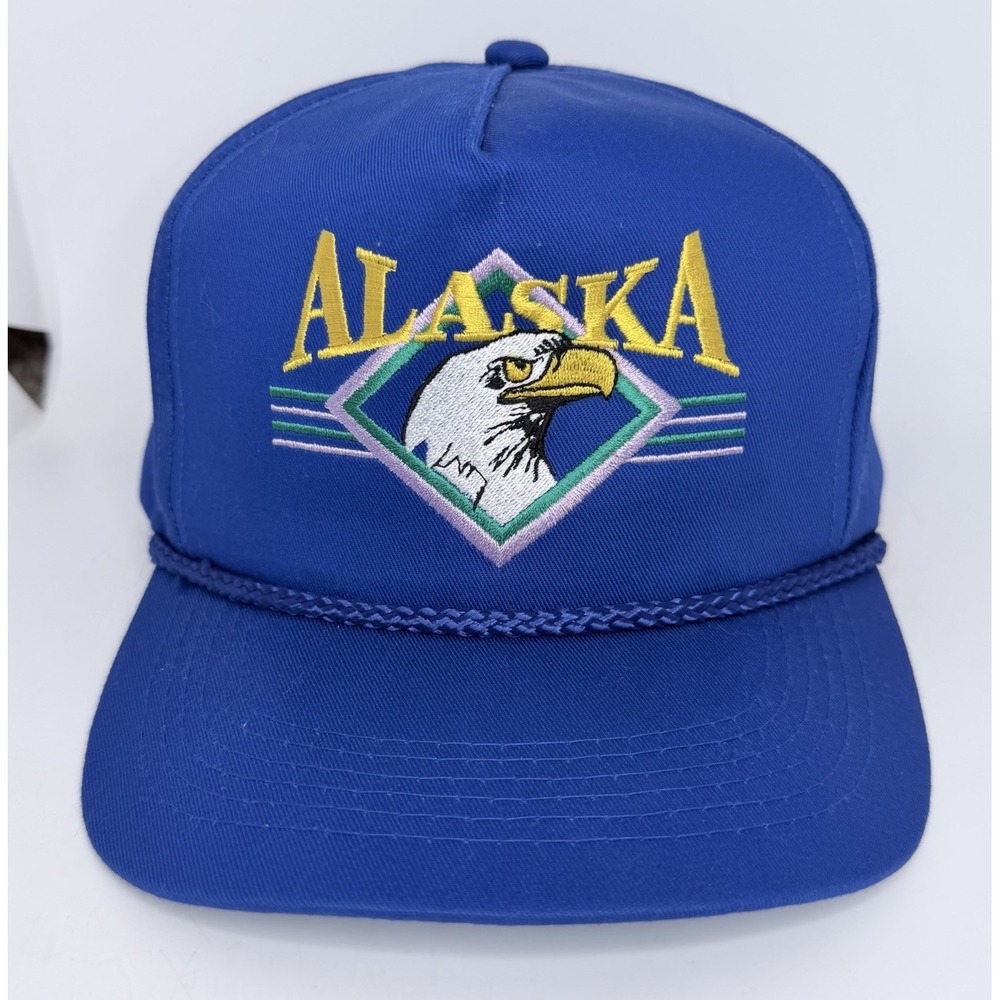 Vintage Alaska Snapback Hat Adult Adjustable High Crown Rope Golf Style Eagle